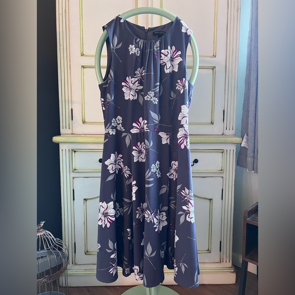 Banana Republic Floral Sleeveless Dress - Gray and Purple